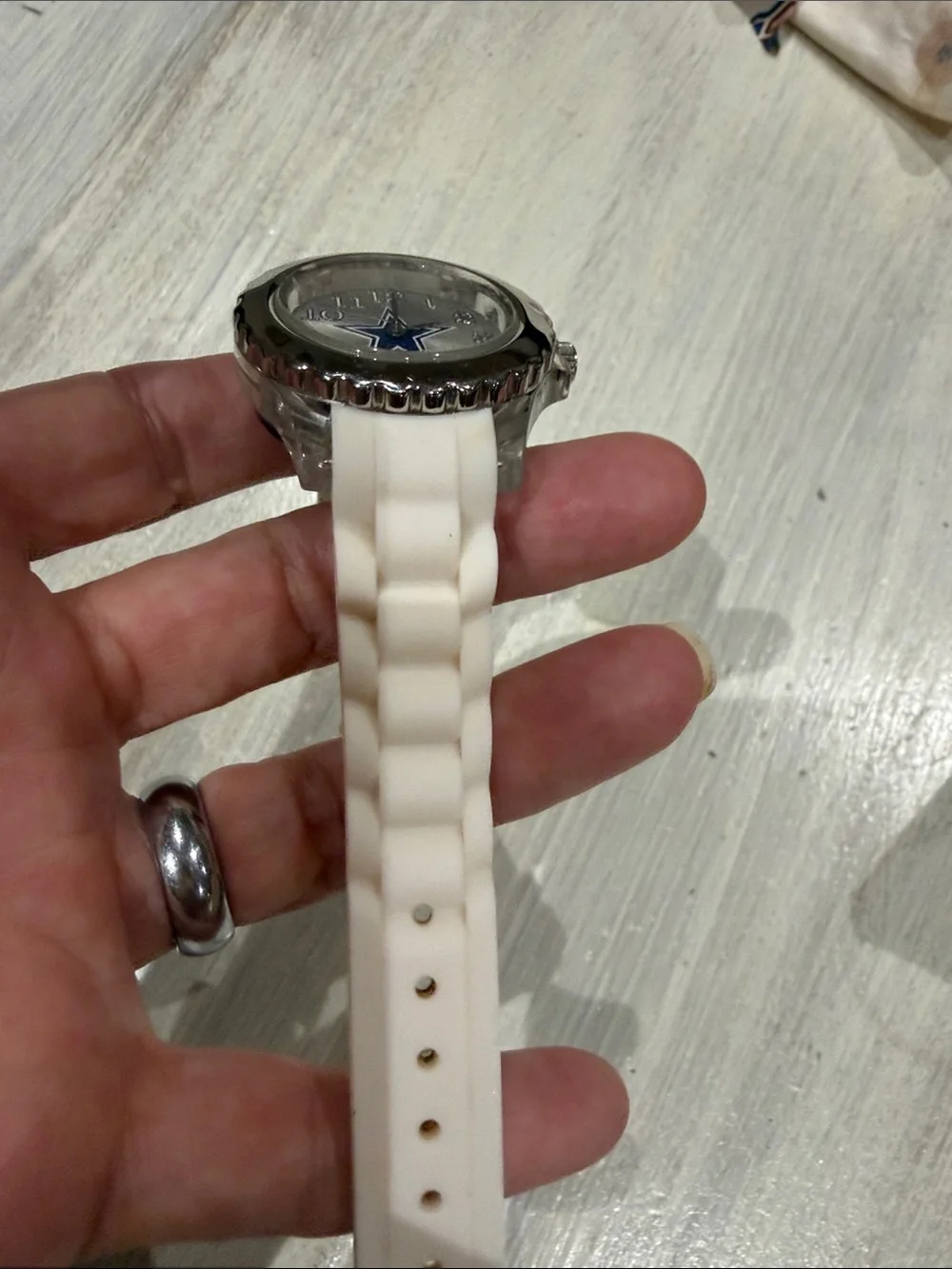 White Dallas Cowboys Silicone Star Dial Sports Watch